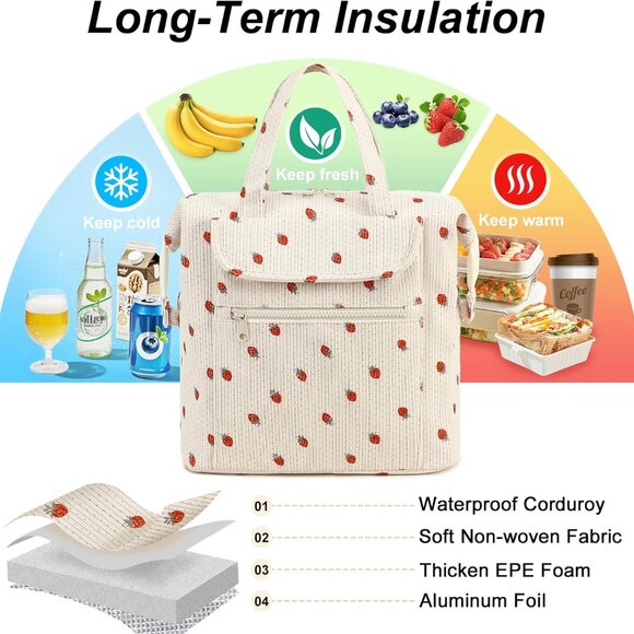 Large Lunch Box for Women Waterproof & Leakproof Lunch Tote Bags Reusable Therma - Picture 3 of 9